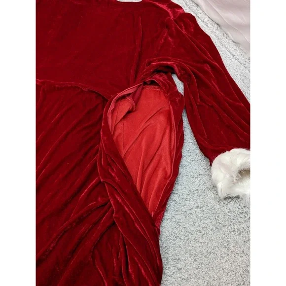 Mrs Santa Claus Velvet Costume Christmas Womens 4XL Hooded Belt Gloves New - Picture 11 of 16